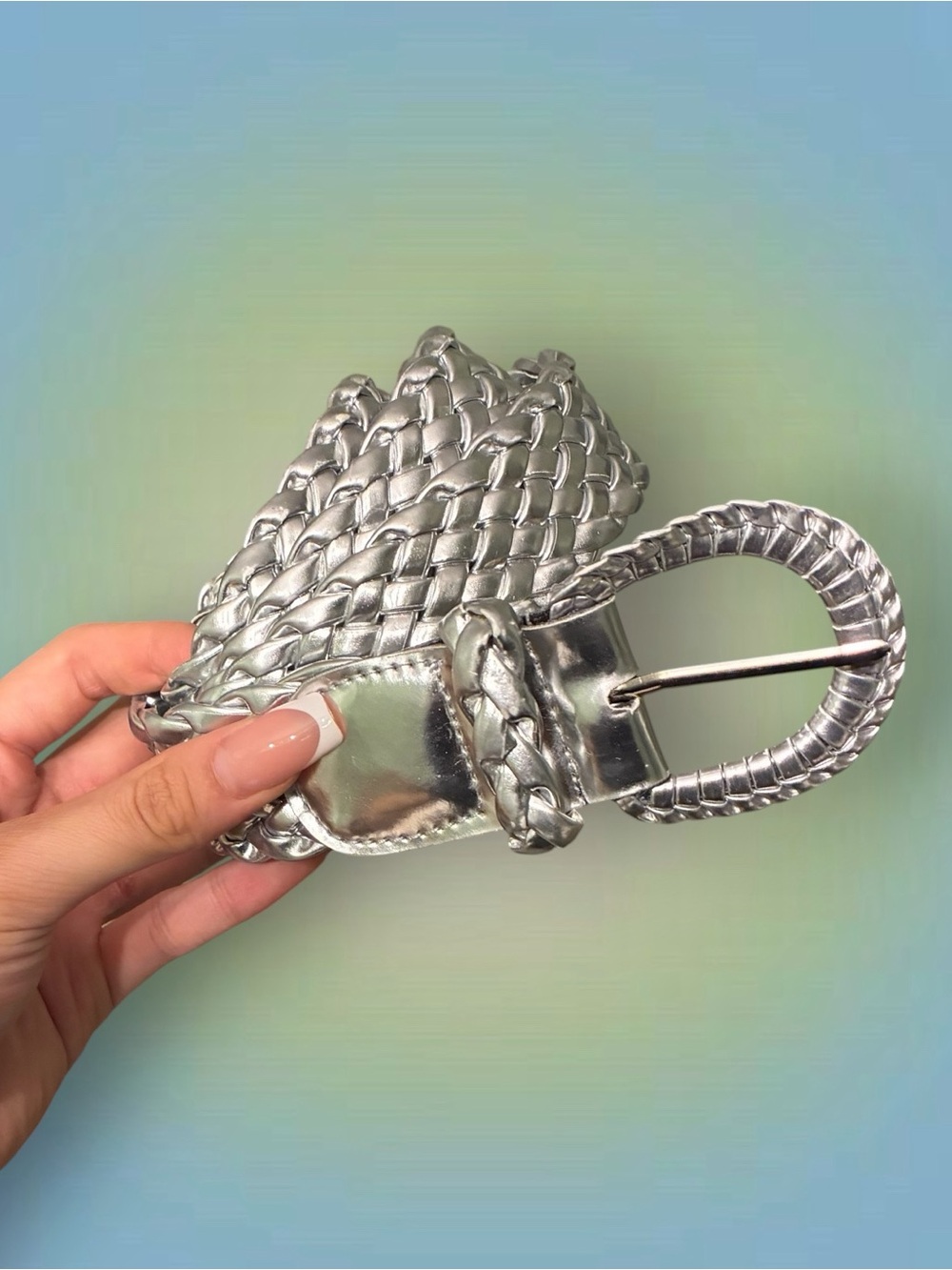 Silver Braided Statement Belt